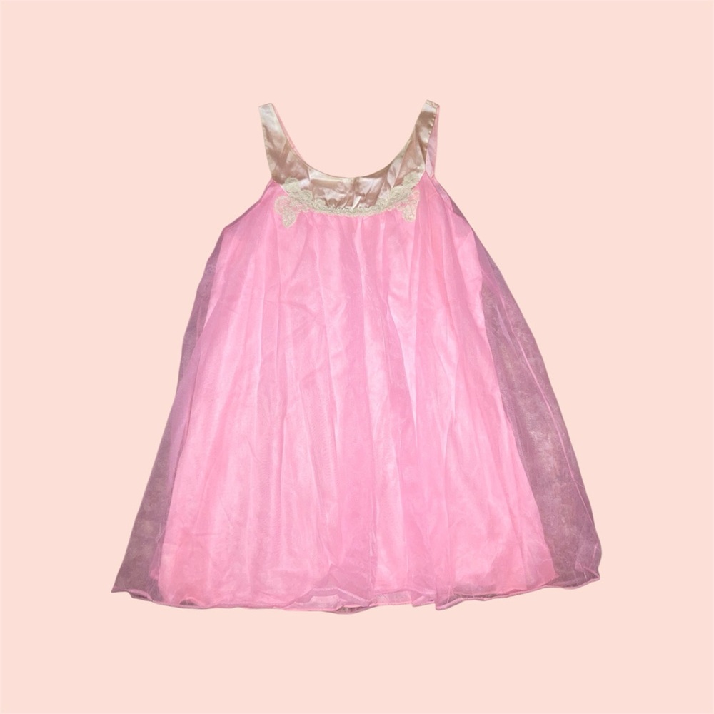 Vintage Pink Chiffon Babydoll
